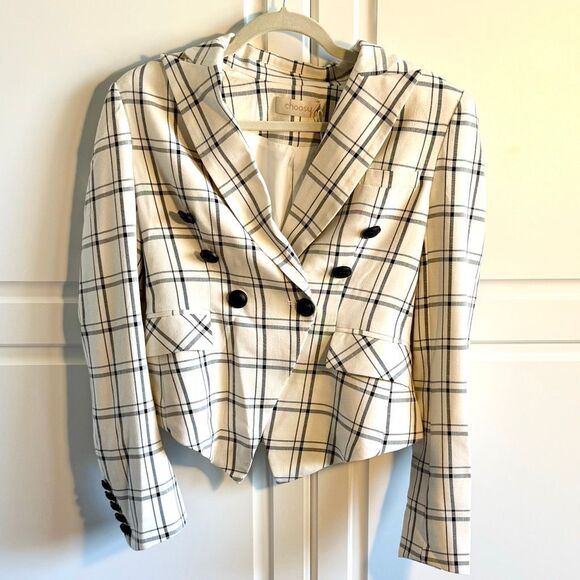 NWT Choosy Double Breasted Blazer Plaid Jacket. Size 0 - Picture 4 of 7